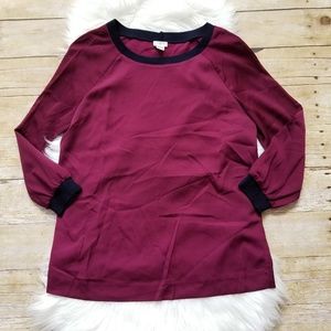 J. CREW LONG SLEEVE POLYESTER CREW NECK BLOUSE TOP